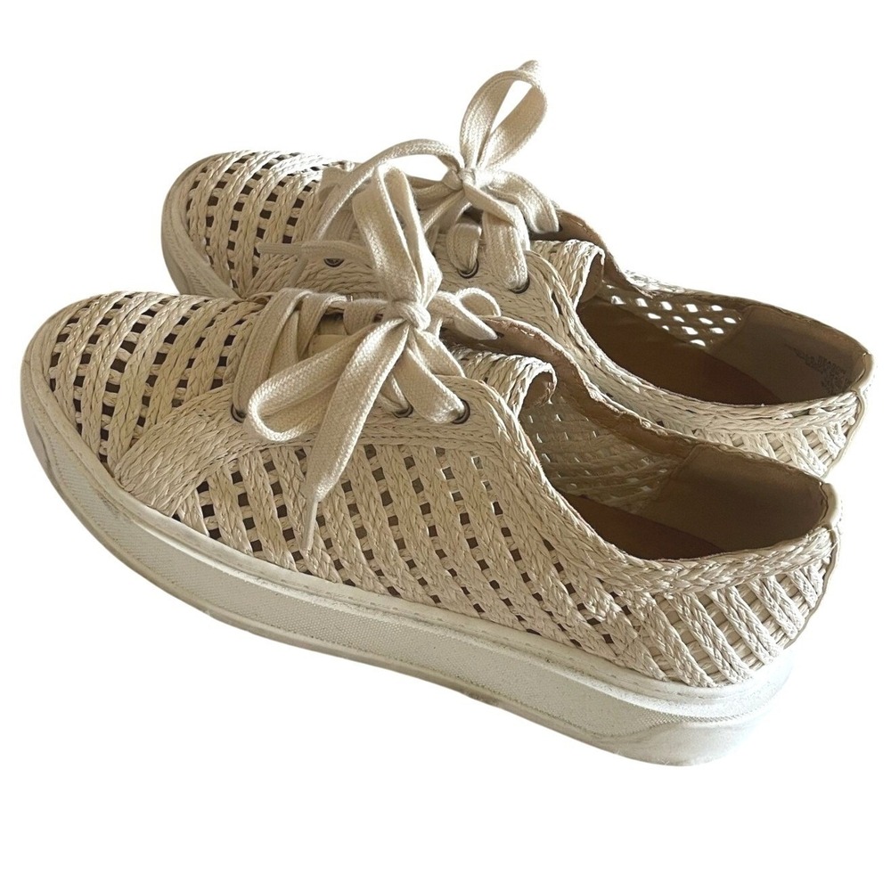 Charles David Sport Reason Cream Woven Lace Up Fashion Sneakers Womens 8.5M